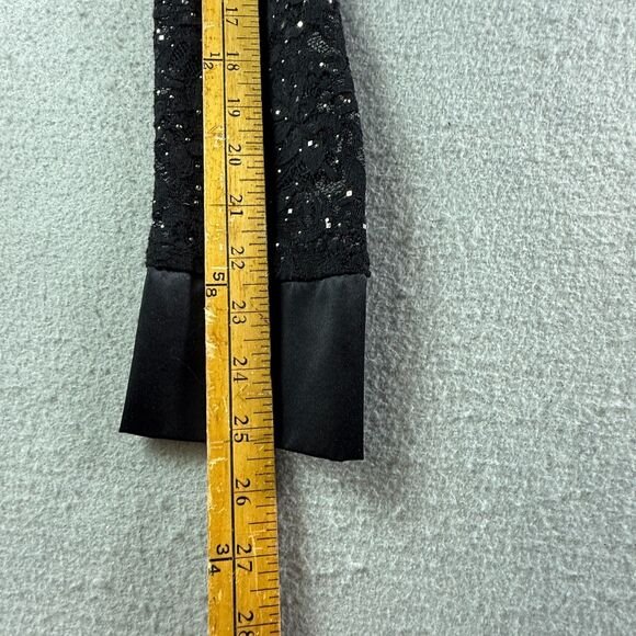 St John Evening Marie Gray Black Lace Beaded Sheer Top Blouse Sz 4 Made in USA - Picture 9 of 11